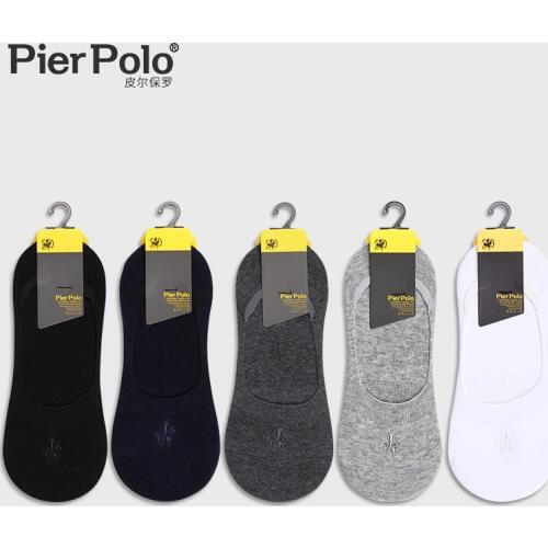 PIER POLO Brand Summer Invisible Mens Socks Pure-color Embroidered Boat Socks Cotton Casual Short Socks Manufacturer Wholesale