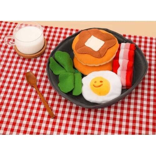 Burger Bacon Breakfast Pet Dog Chew Toy Squeak Toy Plush Hidden Food Toys Funny Cute For Puppy Chihuahua Dog Cat Molar Chew Toy