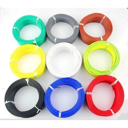 100 Meter Electronic Flat Wire Multi Strand Soft Copper Core Wire BVR RV 0.3 0.5 0.75 1 1.5 2 4 mm2 Control Signal Wire