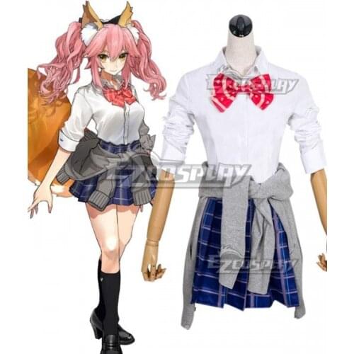 Fate Grand Order Fate Extella Tamamo no Mae School Uniform JK Halloween Party Skirt Adult Suit Cosplay Costume E001