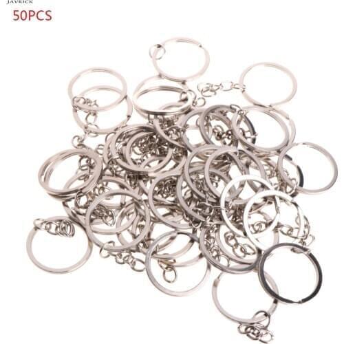 JAVRICK 50 Pcs Key Ring Stainless Steel Key Chain Portable Brief Hoop Metal Loop Outdoor