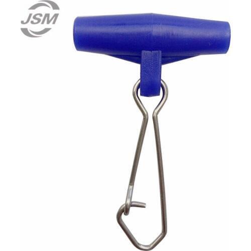 JSM 50pcs Fishing Sinker Slip Clips Blue Plastic Head Swivel With Hooked Snap Fishing Weight Slides For Braid Fishing Line