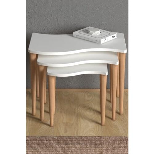 Gofrato 3'lü Zigon coffee table White