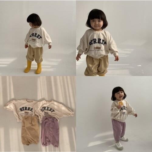 5455 Baby Boys Girls Clothing Set Autumn Casual Long Sleeve Sweatshirt +Pant 2 Pieces Suit 1-3Years Toddler Kids Suit Clothes