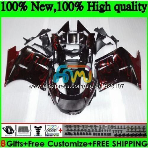 Body For KAWASAKI ZX-11R Top Red flames ZZR 1100ZZR1100 ZX11 R ZZR-1100 7BS.3 ZX-11 ZX 11R ZX11R 90 91 92 1990 1991 1992 Fairing