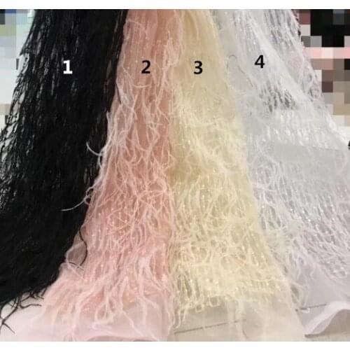 Nice looking feather embroidery tulle mesh lace fabric L-11319 with good quality for party dress