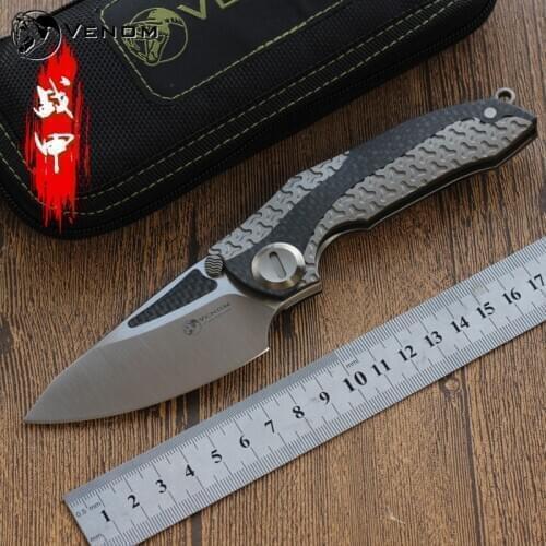 VENOM ARMOUR best pocket knife M390 blade Titanium+carbon fiber folding knife outdoor camping hunting knives survival EDC tools