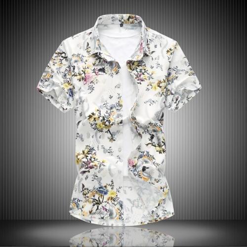 Floral Short - Sleeved Shirt Men 's Casual Short - Sleeved Flower Shirt Plus Fat to Increase the Size of 6XL Clothes Men' S Clot