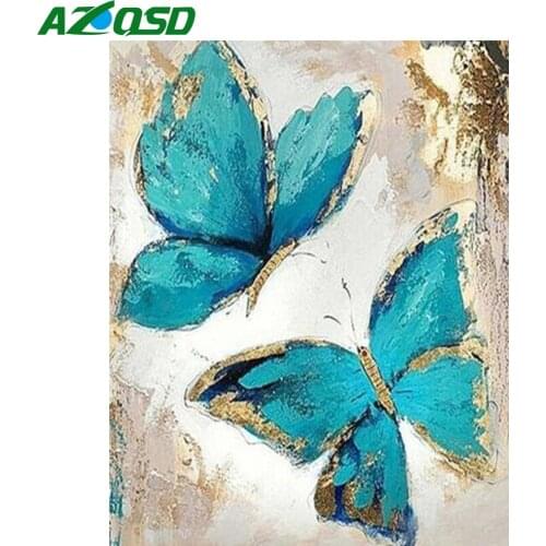 AZQSD Adult Painting By Number Canvas Kits Butterfly DIY Unframe Decor For Home Coloring By Numbers Animal Handpainted Gift