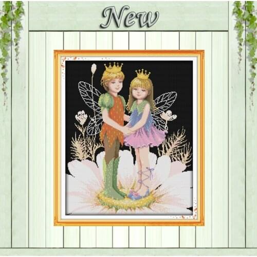 Small angels in flower Mascot love painting counted printed on canvas DMC 11CT 14CT kits Cross Stitch embroidery needlework Sets