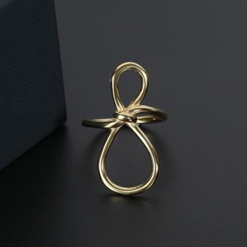 Nne Jewelry Simple 8 Shape Ring Gold Color Twisted Rope Bow Rings Bague Punk Femme Zk30