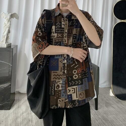 New summer mens shirt Korean style trendy personality top All-match short-sleeved clothes