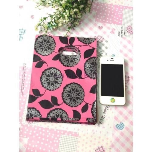 Wholesale 100pcs/lot Dandelion Pink Plastic Bag 15x20cm Wedding Jewelry Packaging Gift Bag Plastic Shopping Bags With Handles