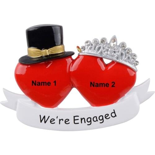 Wholesale Resin Maxora Engagement Personalized Ornament Christmas Tree Ornaments for Wedding Lover Engagement Personalized Gift