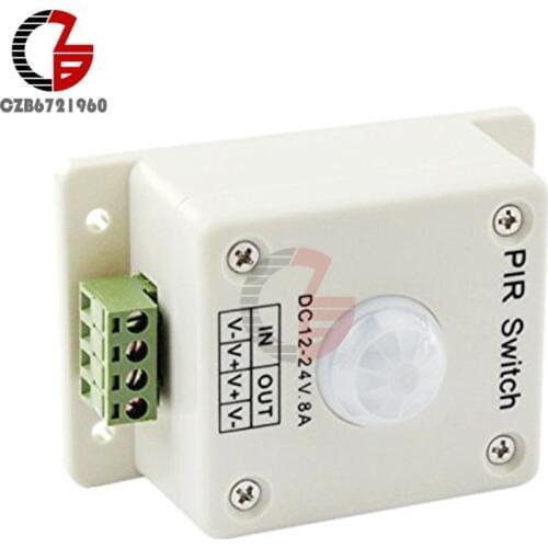 12V 24V 8A PIR Motion Sensor Switch DC 12-24V Infrared IR Body Photosensitive Control Detect On Off Switch Aisle Indoor Switch