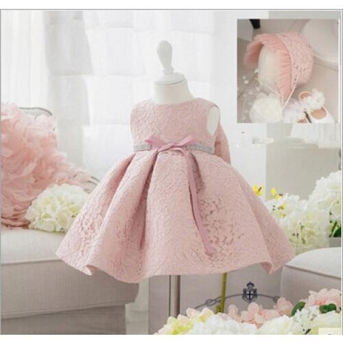 Newborn baby girls dress 1 year girl baby birthday dress lace toddler baptism baby dress with hat baby girl christening gowns