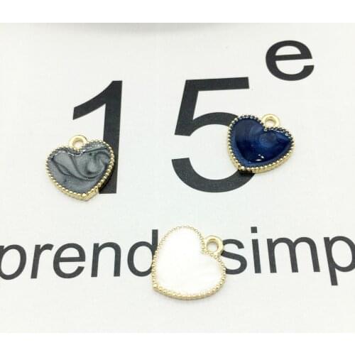 10pcs/lot Love Heart Shape Alloy Jewelry Charms 15*16mm Enamel Handmade DIY Fashion Jewelry Accessories Charm