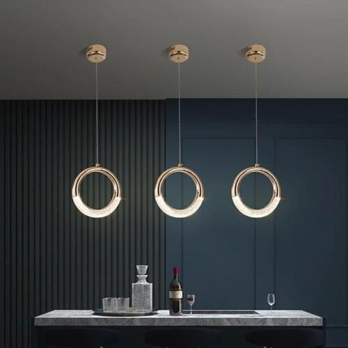 Pendant Light Nordic Simple Design Ring Circle Pendant Lamp Metal Electroplated Interior Home Decoration for Bedroom Dining Room