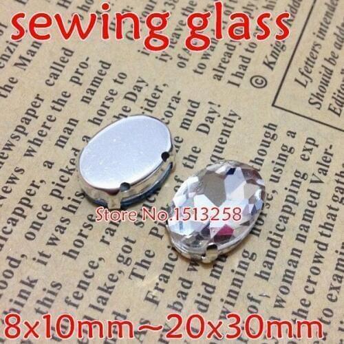 Crystal Clear Color Sew On Crystal Oval Fancy Stone With Metal Claw Setting 10x14mm,13x18mm,18x25mm,20x30mm For Jewelry,garment