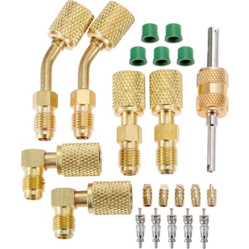 R410A Charging Vacuum Adapters Straight Swivel Adapters 5/16" Female to 1/4" Male Flare for Air Conditioning Mini Split System