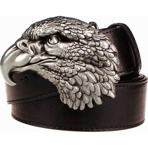 Fashion New mens leather belt metal buckle hawk needle knot punk rock belts exaggerated Eagle Head design belt hip hop girdle