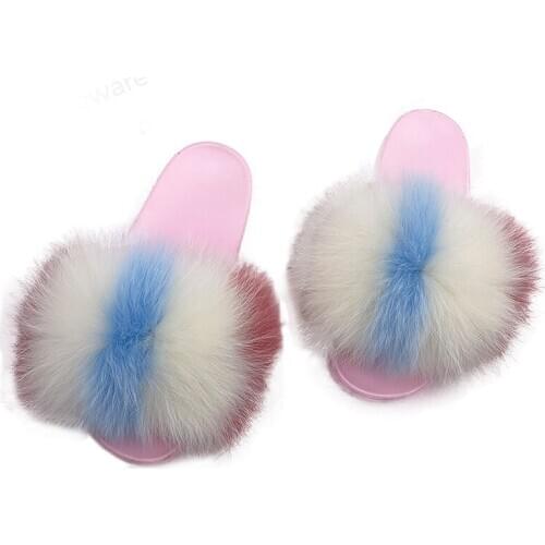 Fur Slippers Women Summer Slippers Furry Slides For Women Ladies Flip Flops With Fur Slides Furry Pink Luxury Fashion