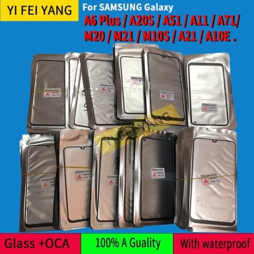 10PCS GLASS +OCA LCD Front Outer Lens For Samsung A6 Plus A20S A51 A11 A71 M20 M21 M10S A21 A10E Glass With OCA Glue Replacement