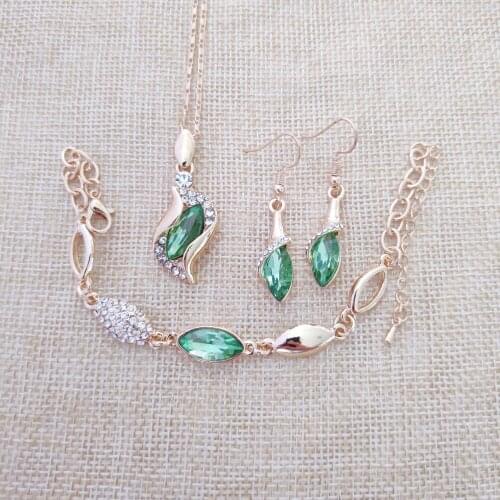 Stylish ladies birthday gifts in sterling silver, wedding jewelry set crystal Necklace bracelet earrings, 3 pieces, free