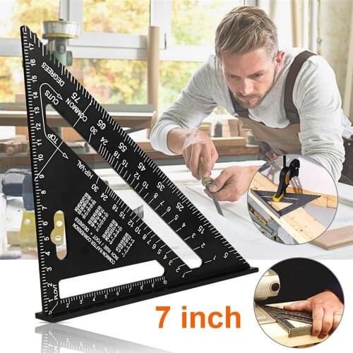 Triangle Ruler 7 inch Aluminum Alloy Angle Protractor Speed Metric Square Measuring Ruler For Building Framing Tools Gauges