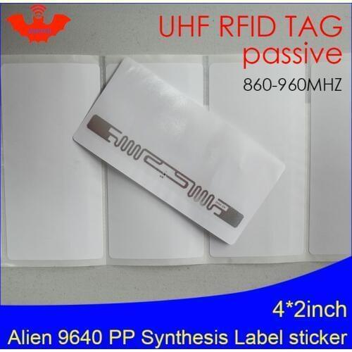 UHF RFID tag sticker Alien 9640 PP synthetic label 915mhz 900mhz 868mhz Higgs3 EPCC1G2 6C smart adhesive passive RFID tags label