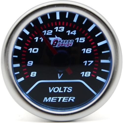 2" 52MM Universal Volt meter Car Gauge 8-18 volts voltage Meter Auto White LED