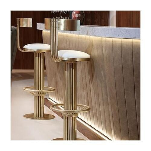 Chinafurniture modern stainless steel metal bar high back chair household Hong Kong style leather art model room furniture