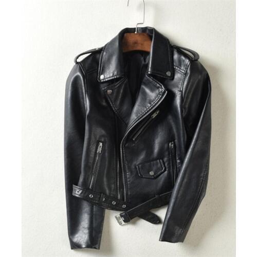3XL Ladies Short Motorcycle pu leather jacket Korean version of the suit collar zipper fashion Slim was thin pu leather jacket