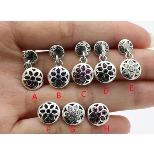 S925 sterling silver single cherry blossom round earrings for men and women