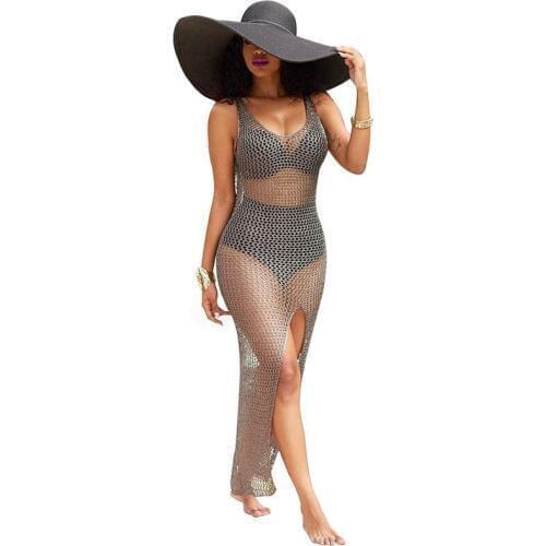 Women Crochet Hollow Out Beach Bikini Cover Up Swimsuit 2018 Female New Design Hot Sale Sexy Bathing Swimwear Dress 0