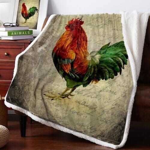 Animal Cock Retro Farm Rustic Soft Blankets For Beds Office Sofa Plush Blanket Bedspreads Quilt Drop Ship