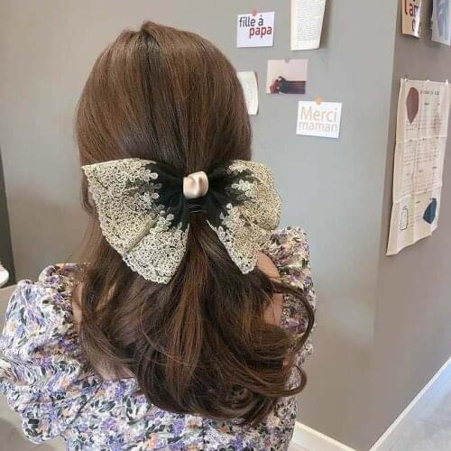 1yards 20cm wide Lace Embroidery Organza Stain Ribbon Big Bow Hairpin Accessories Diy Craft