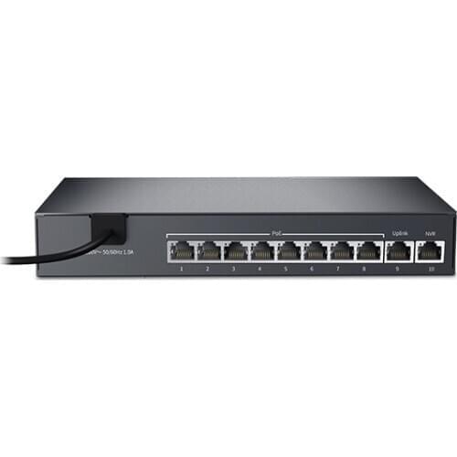 10 ports 8 PoE 83W NVR Network Switch IEEE802.3af/at PoE suit for all kind of poe camera or AP, PoE Network Switches Plug&Play