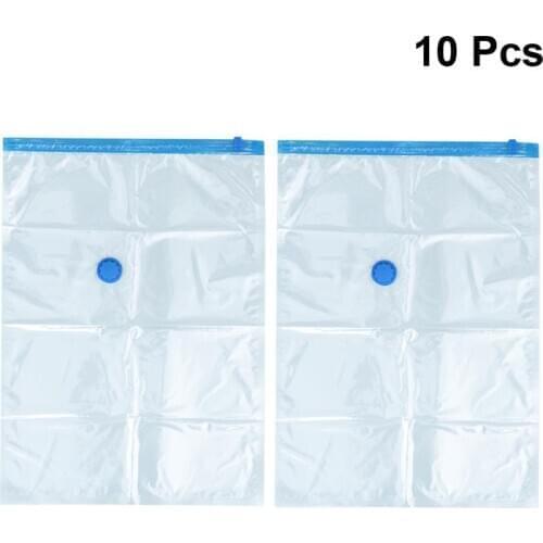 10pcs 70x50cm Blankets Storage Bag Compression Saving Space Vacuum Seal Storage Plastic Bags for Home Clothes(Transparent)