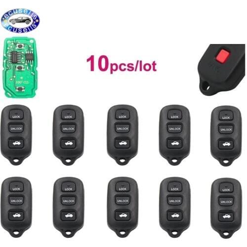 10PCS/LOT, 3+1 Buttons Remote Car Key Fob 4 Buttons for Toyota 01-03 Prius 01-05 Rav4 00-06 Tacoma