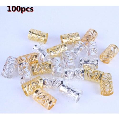 100pcs Aluminum Hollow Hair Jewelry Braid Rings Decoration Pendants Adjustable Dreadlocks Beads Cuffs Rings Styling Accessories