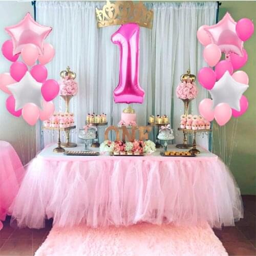 1st Birthday Party Decoration Kids Confetti Ballons Number 1 First Baloon Foil Balloons Baby Shower Boy Girl Kids Event Favors