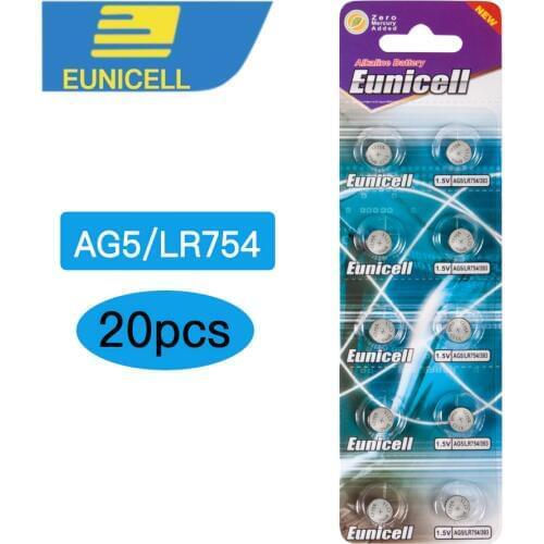20pcs AG5 AG 5 G5 393A LR48 LR754 15 193 LR48 D309 399 1.55V 60mAh Button Cell Coin Batteries battery