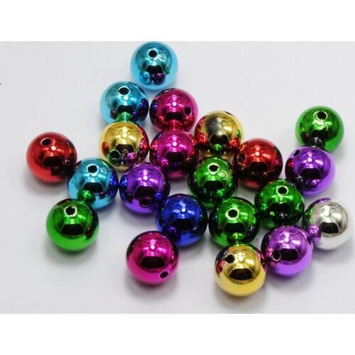 25 Shiny Mixed Color Metallic Acrylic Christmas Round Beads 14mm(0.55")