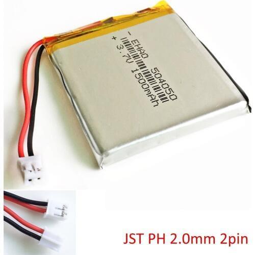 3.7V 1500mAh lipo Lithium polymer Rechargeable battery JST PH 2.0mm 2pin 504050 for MP3 GPS DVD bluetooth speaker camera