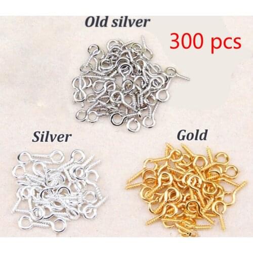 300 Pcs Small Sheep Eyes Nail Screw Tiny Mini Eye Pins Hooks Eyelets for Beaded Pendant Screw Findings Jewelry Accessories