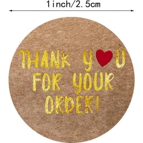 500 pcs Round Thank You for Your Order Sticker Heart Thanks for Shopping Small Shop Local Handmade Sticker Kraft Labels Sticker