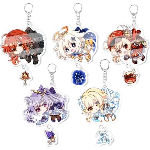 Genshin Impact game accessories Klee Barbara Diluc Action figure model pendant Lovely gift