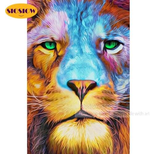 3D Diamond Embroidery Animal Lion Color 5d Diamond Painting Colorful Head Full Square Drill Resin Mosaic Cross Stitch Decor Home