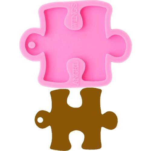 Shiny keychains Puzzle Silicone Molds DIY Jewelry keychain mould Epoxy Resin Mold Custom DY0135